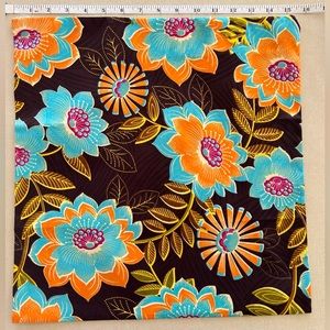 Batik pillow cover brown orange turquoise